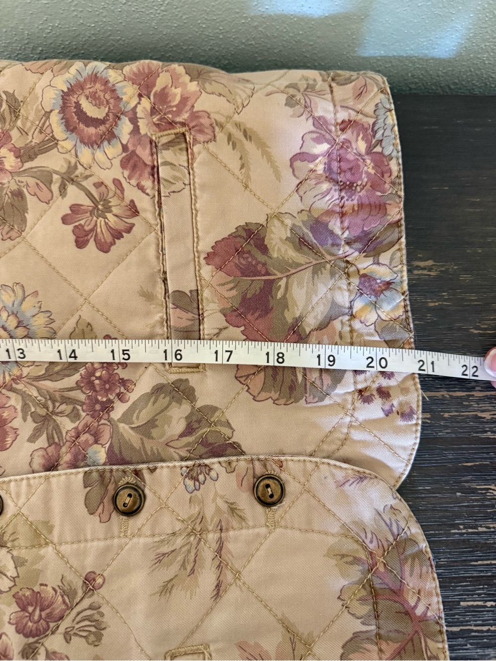 Quilted Floral Vest - Beige with Dusty Rose - Vintage Style - Picture 6 of 8